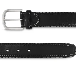 Clearance LodinG Ceinture cuir et surpiqûre contrastée Noir