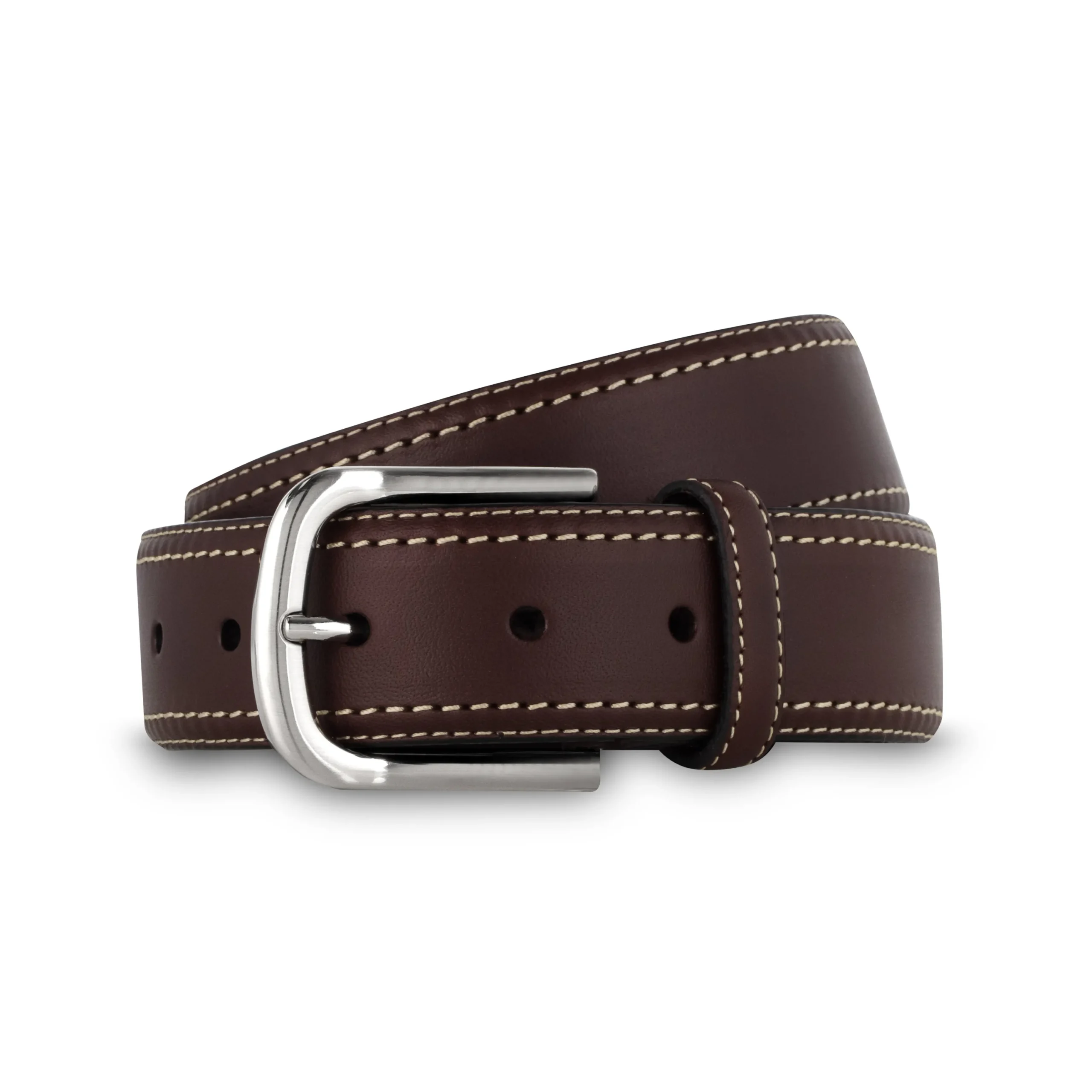 Clearance LodinG Ceinture cuir et surpiqûre contrastée Marron