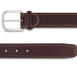 Clearance LodinG Ceinture cuir et surpiqûre contrastée Marron