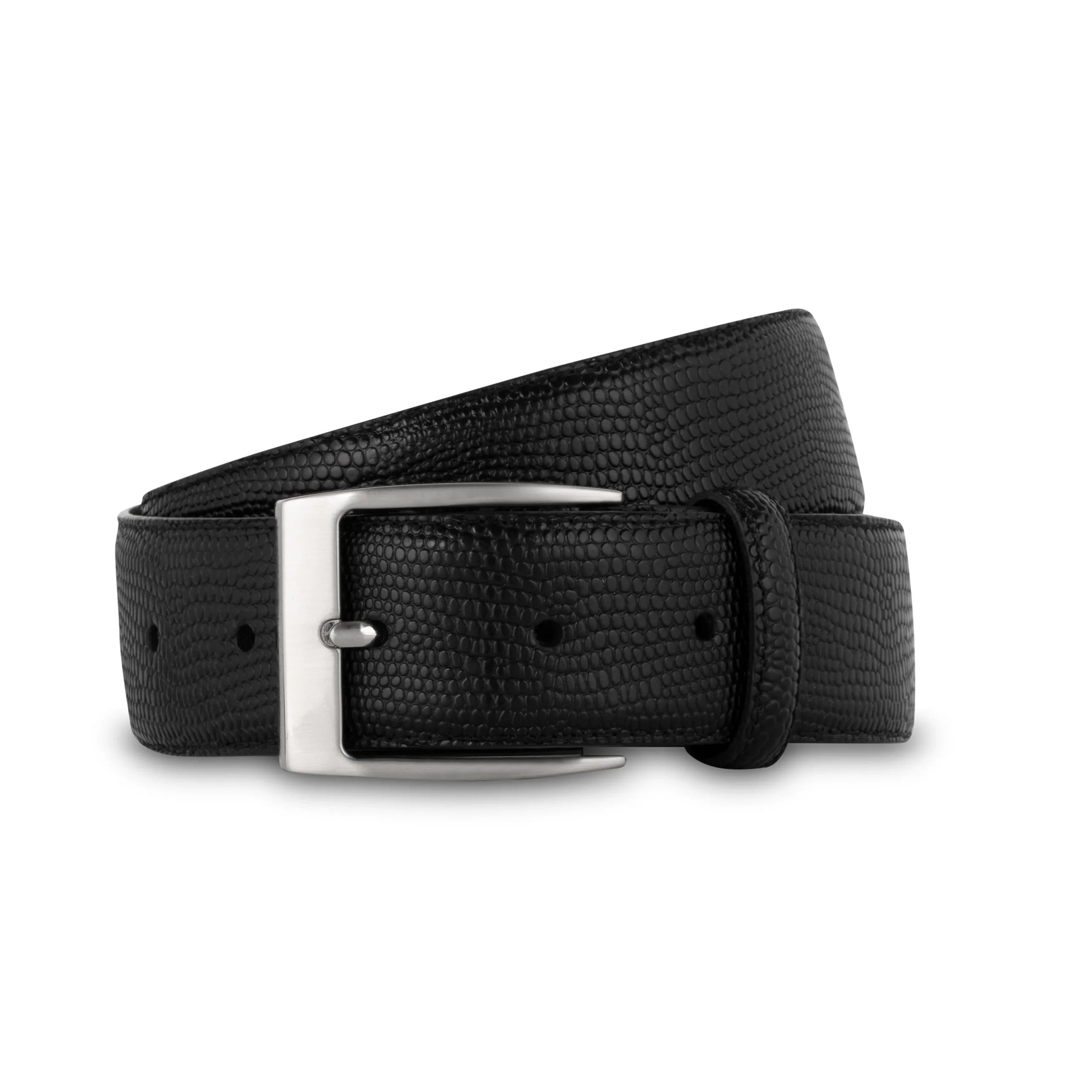 Cheap LodinG Ceinture cuir façon lézard Noir
