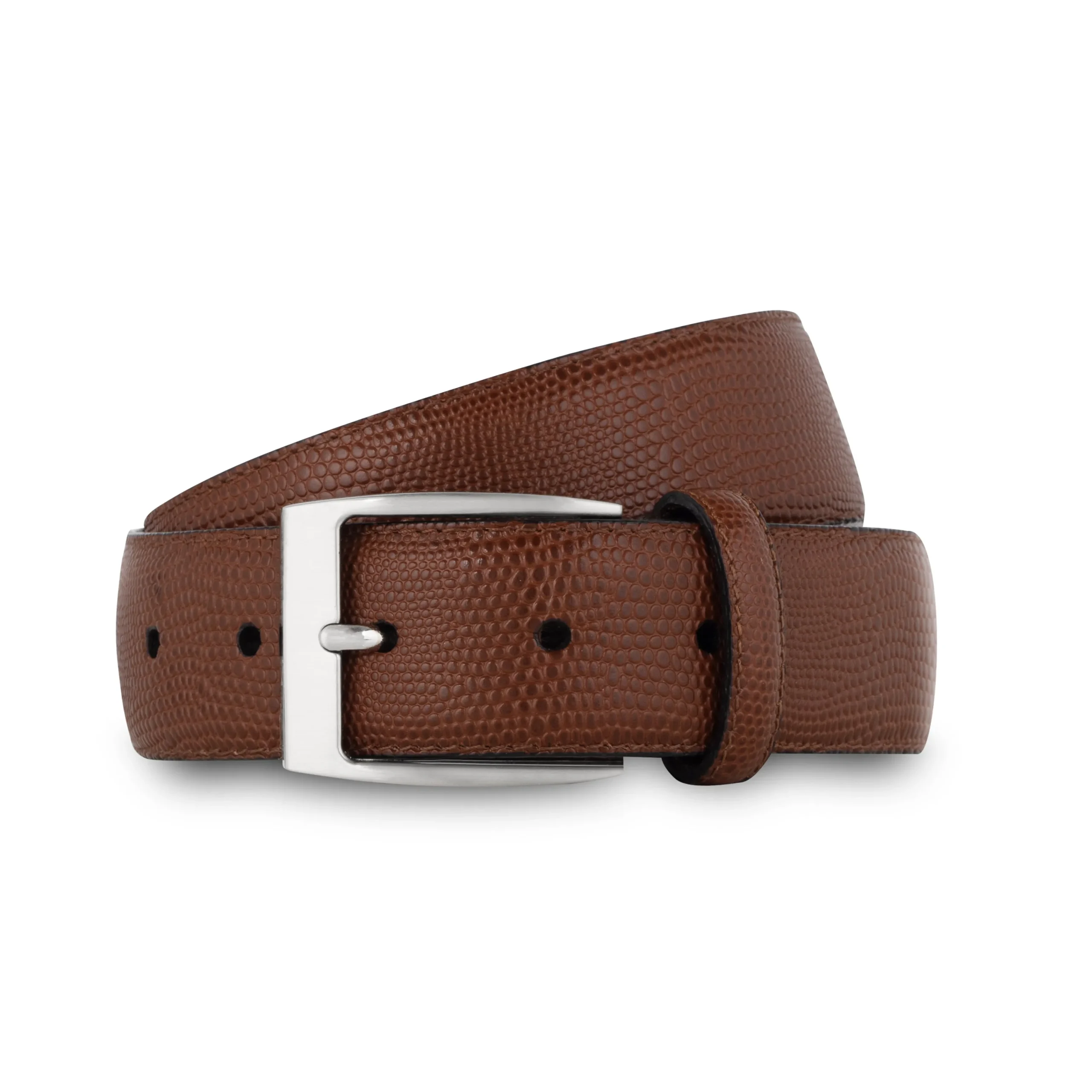 Hot LodinG Ceinture cuir façon lézard Marron