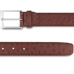 Sale LodinG Ceinture homme en cuir façon autruche Marron