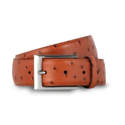 Shop LodinG Ceinture homme en cuir façon autruche gold Armagnac