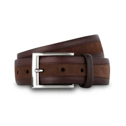 Store LodinG Ceinture homme en cuir lisse et veau velours Marron