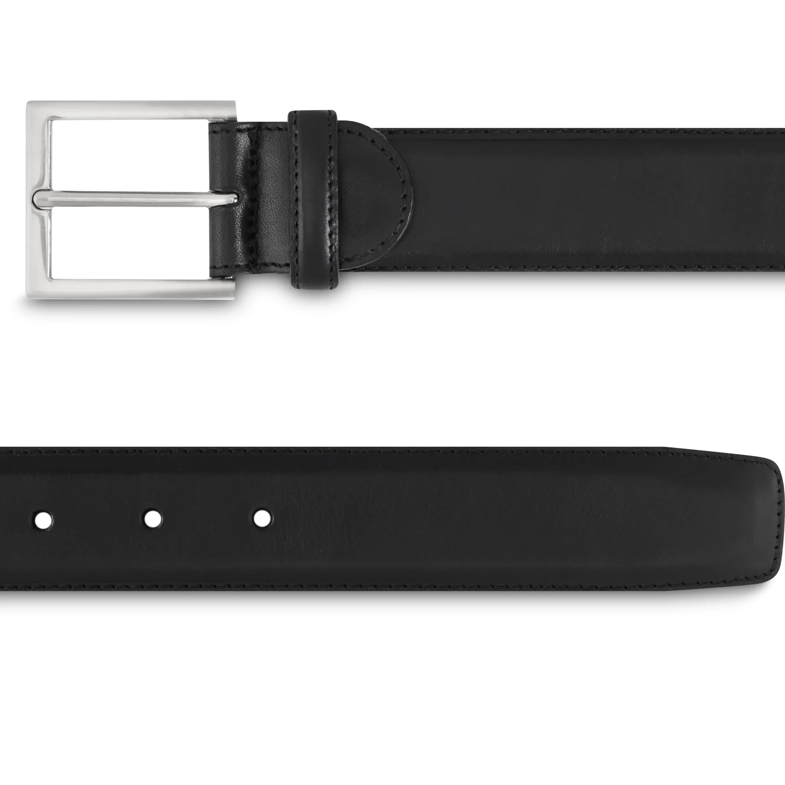 New LodinG Ceinture homme en cuir lisse Noir
