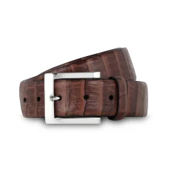 Store LodinG Ceinture cuir façon crocodile Marron