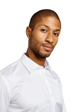 Cheap LodinG Chemise he cintrée sans repassage en twill de coton Blanc