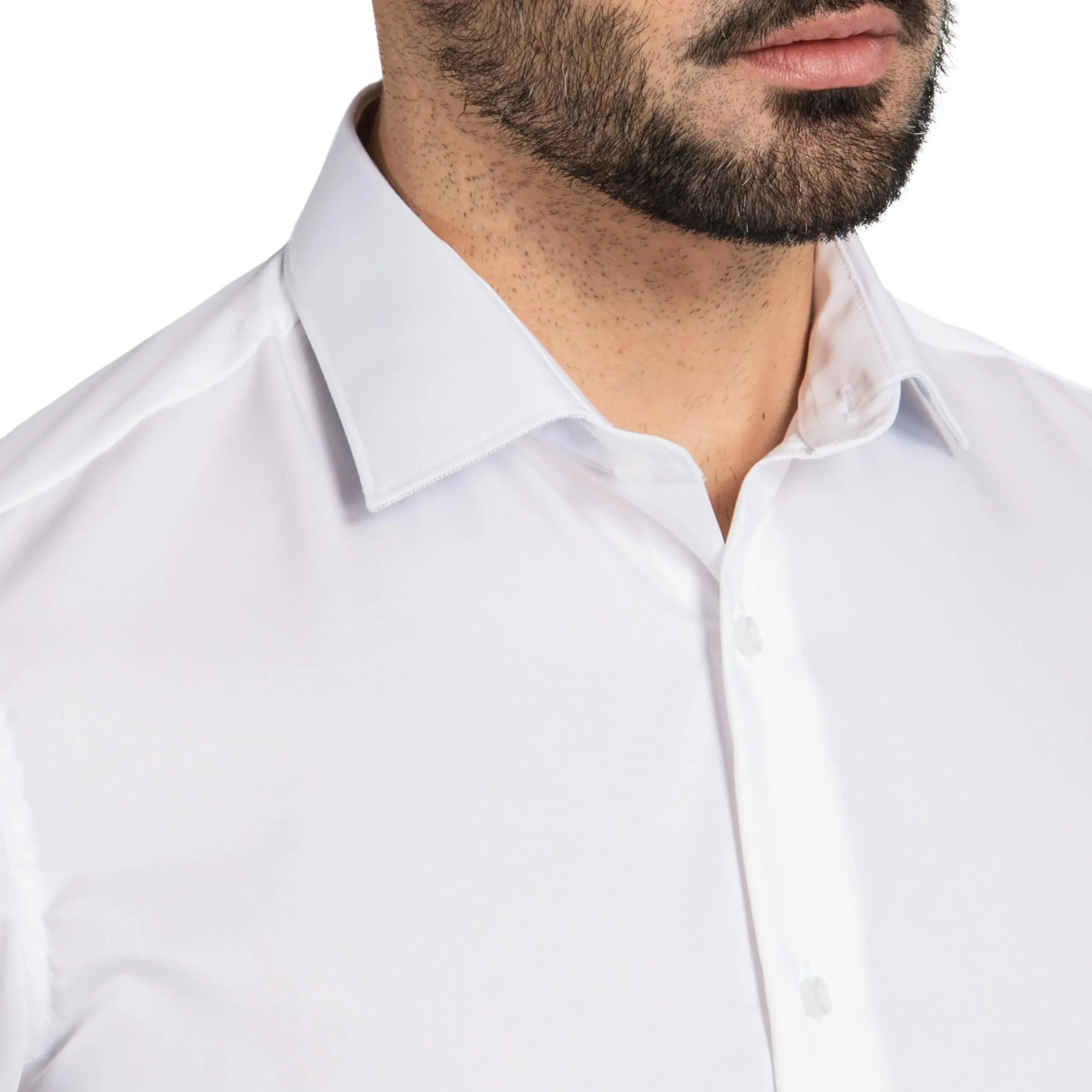 Discount LodinG Chemise he slim fit poignet mousquetaire 100% coton infroissable Blanc