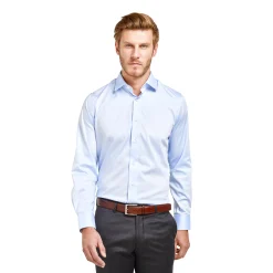 Online LodinG Chemise bleu coupe droite sans repassage 100% coton Ciel