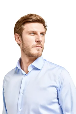 Online LodinG Chemise bleu coupe droite sans repassage 100% coton Ciel