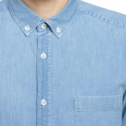 Clearance LodinG Chemise coupe classique en jean clair Bleu clair