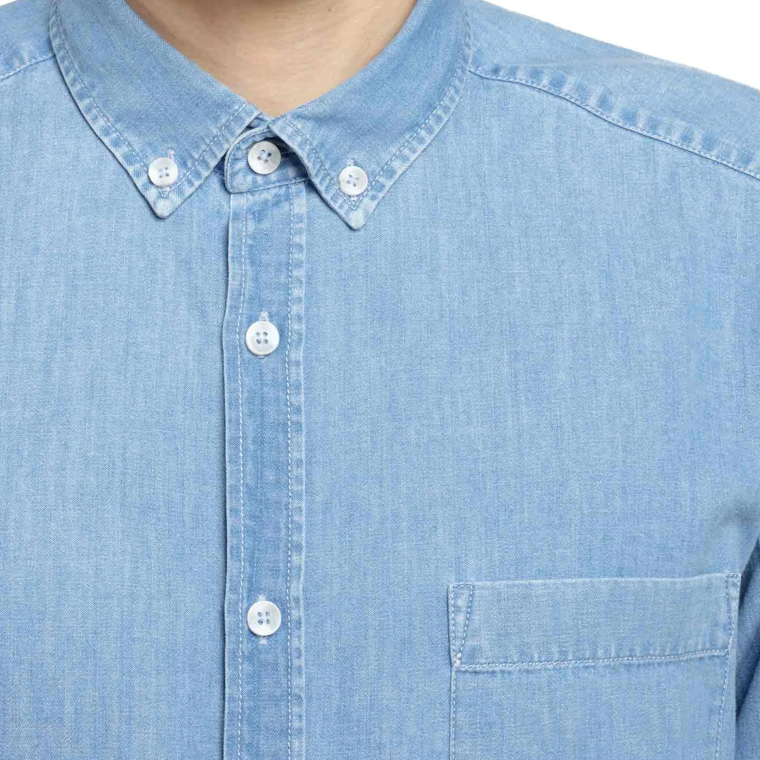Clearance LodinG Chemise coupe classique en jean clair Bleu clair