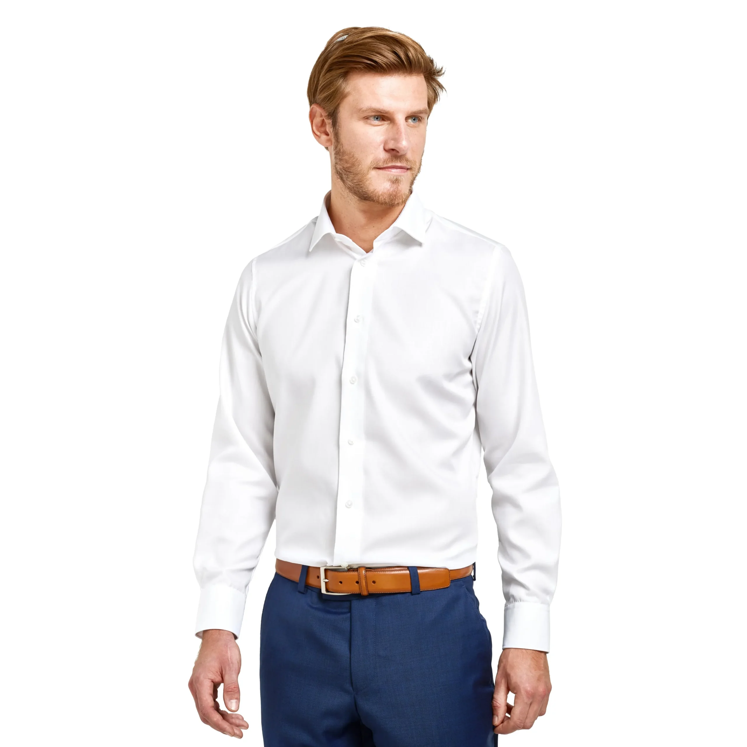 Fashion LodinG Chemise droite he sans repassage 100% coton Blanc