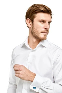 Outlet LodinG Chemise droite he sans repassage 100% coton poignet mousquetaire Blanc