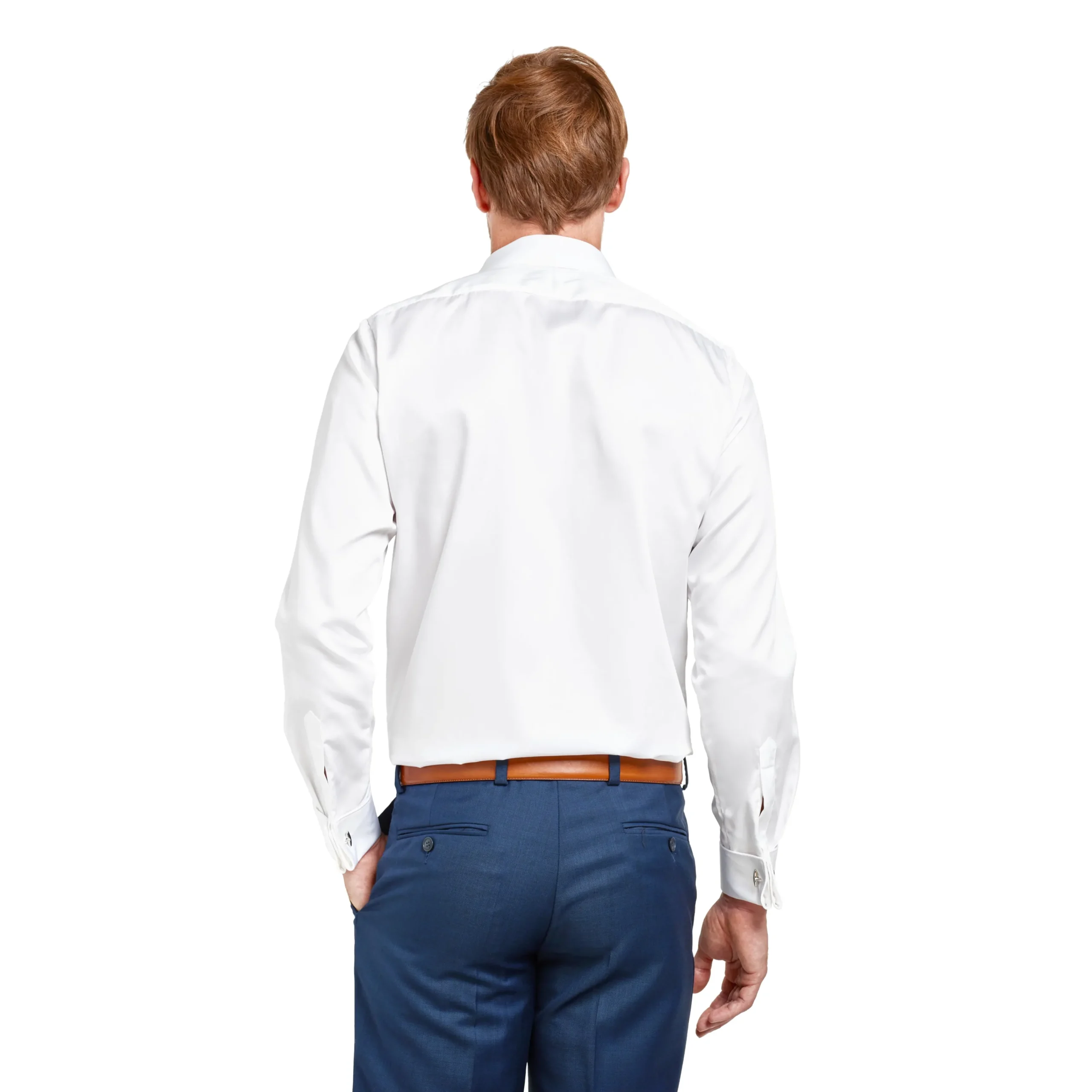 Outlet LodinG Chemise droite he sans repassage 100% coton poignet mousquetaire Blanc