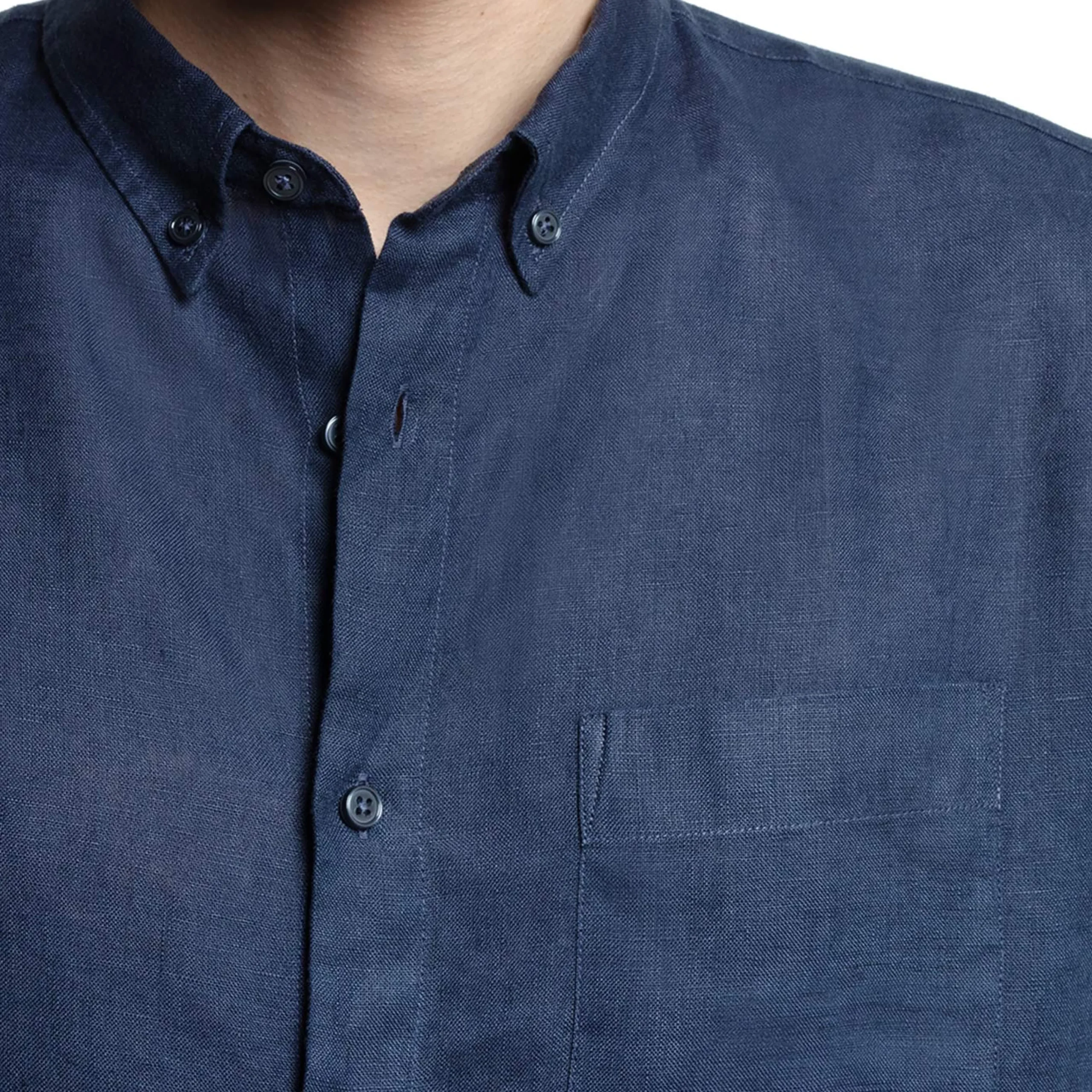 Discount LodinG Chemise en lin coupe classique Marine
