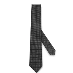 Cheap LodinG Cravate à pois en pure soie Noir pois blanc