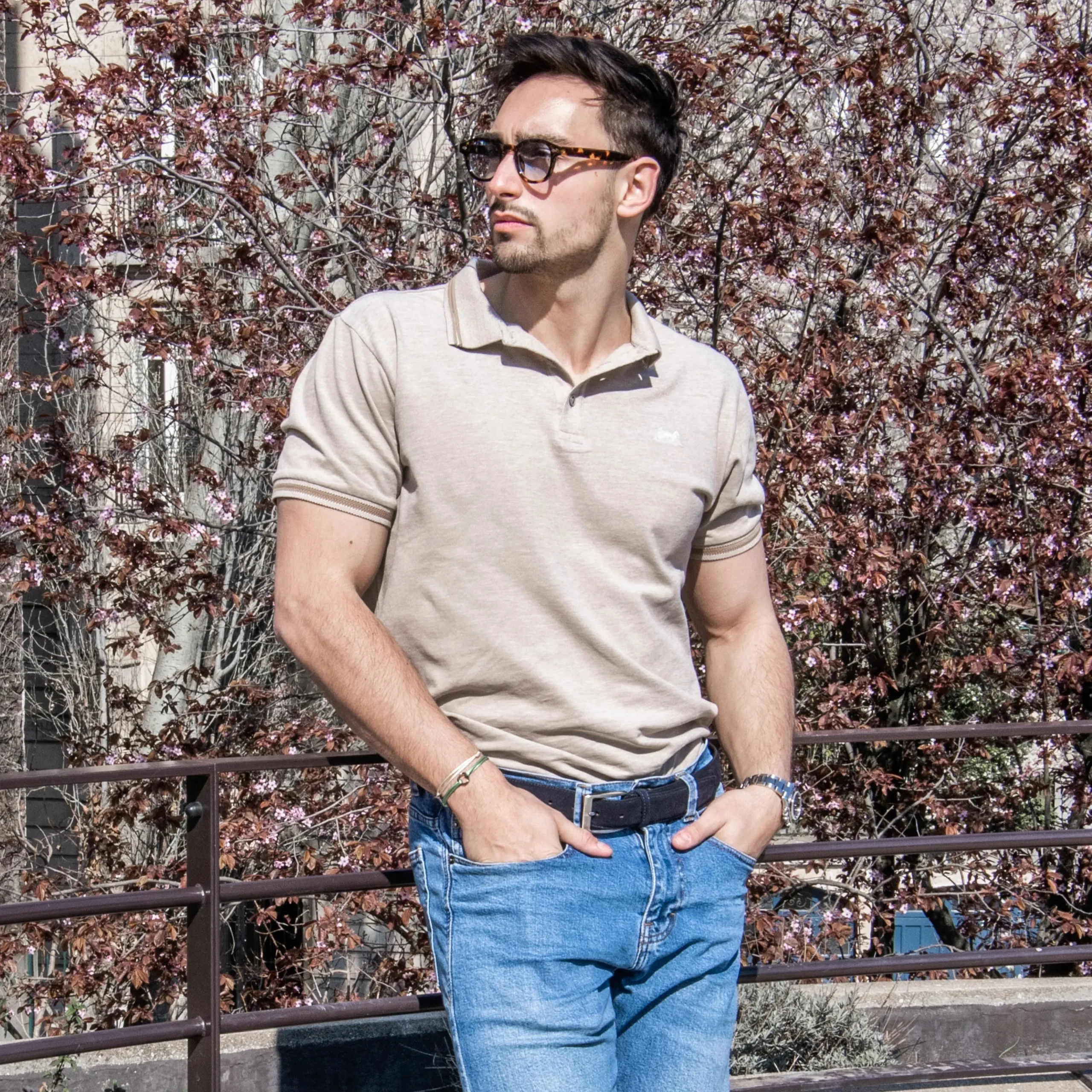 Cheap LodinG Polo chiné 100 % coton Beige
