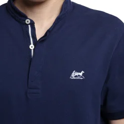Discount LodinG Polo col Mao 100 % coton bleu Marine
