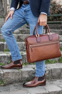 Discount LodinG Porte-document en cuir Cognac