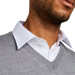 Store LodinG Pull col v 100% pure laine Mérinos Gris