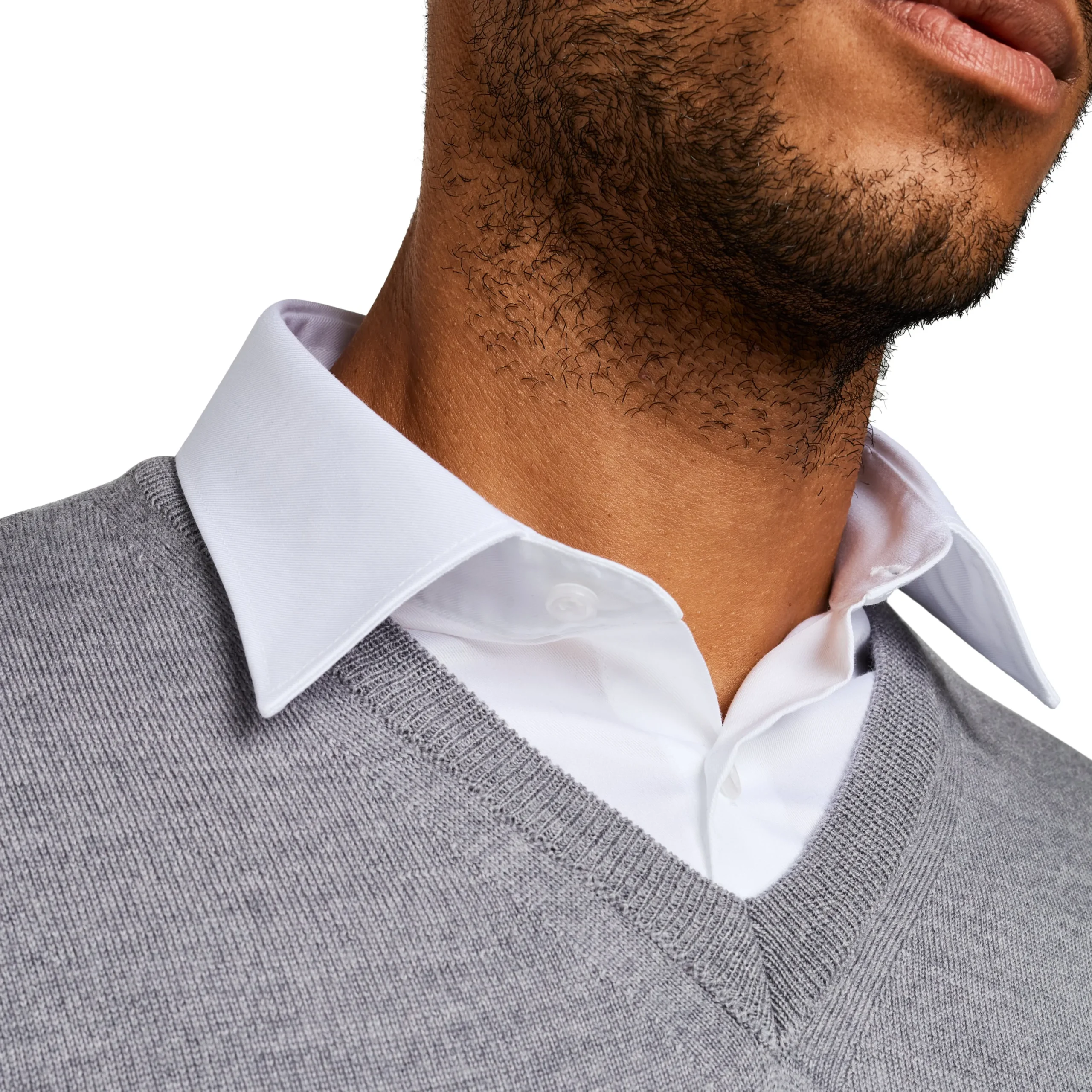 Store LodinG Pull col v 100% pure laine Mérinos Gris