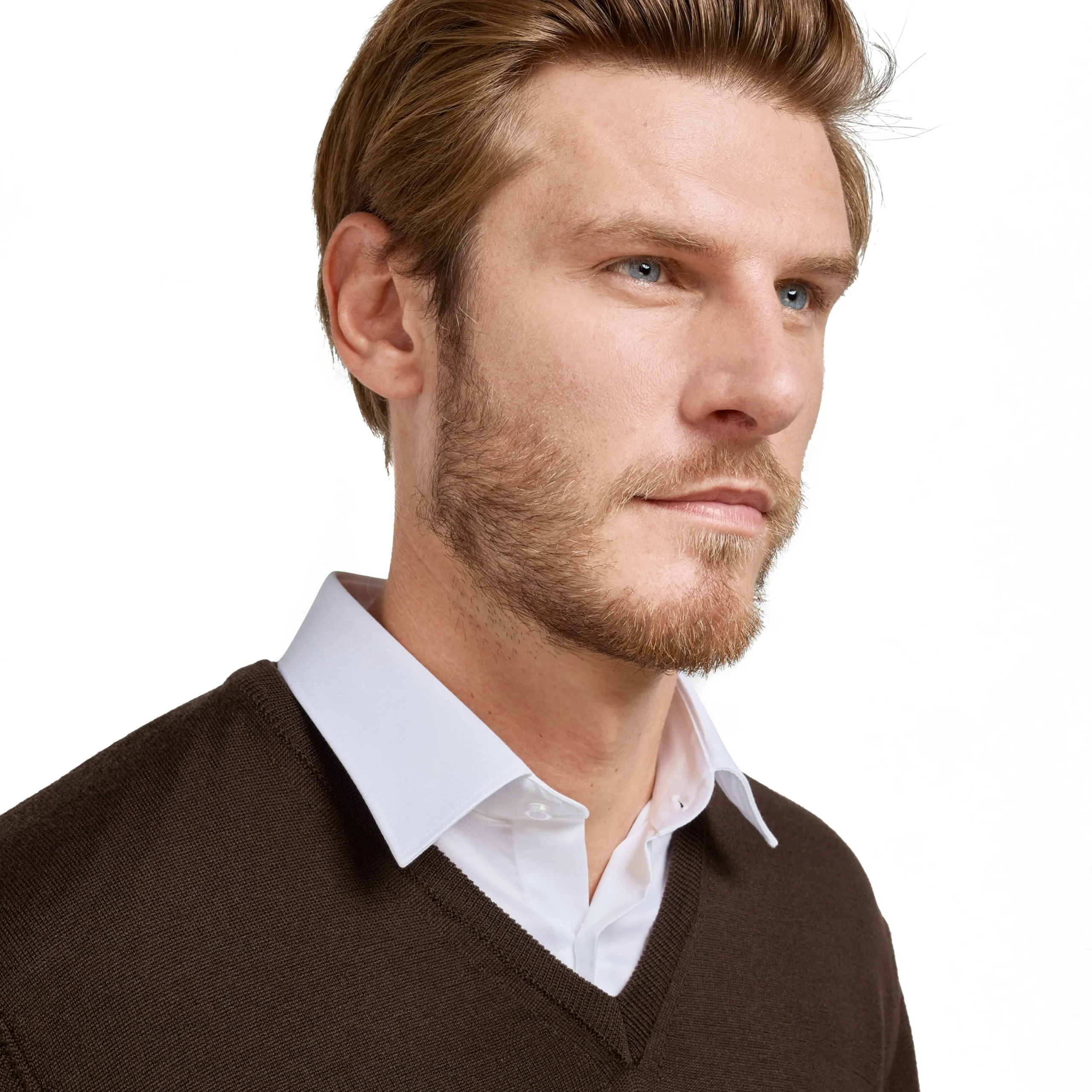 Online LodinG Pull col v 100% pure laine Mérinos Marron