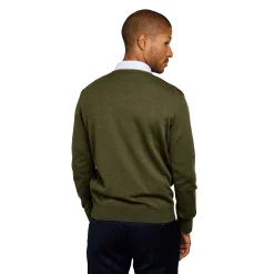 Online LodinG Pull col v 100% pure laine Mérinos Kaki