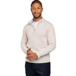 Discount LodinG Pull col zip laine Mérinos et cachemire crème Ecru