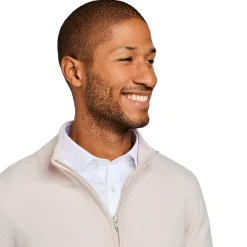 Discount LodinG Pull col zip laine Mérinos et cachemire crème Ecru
