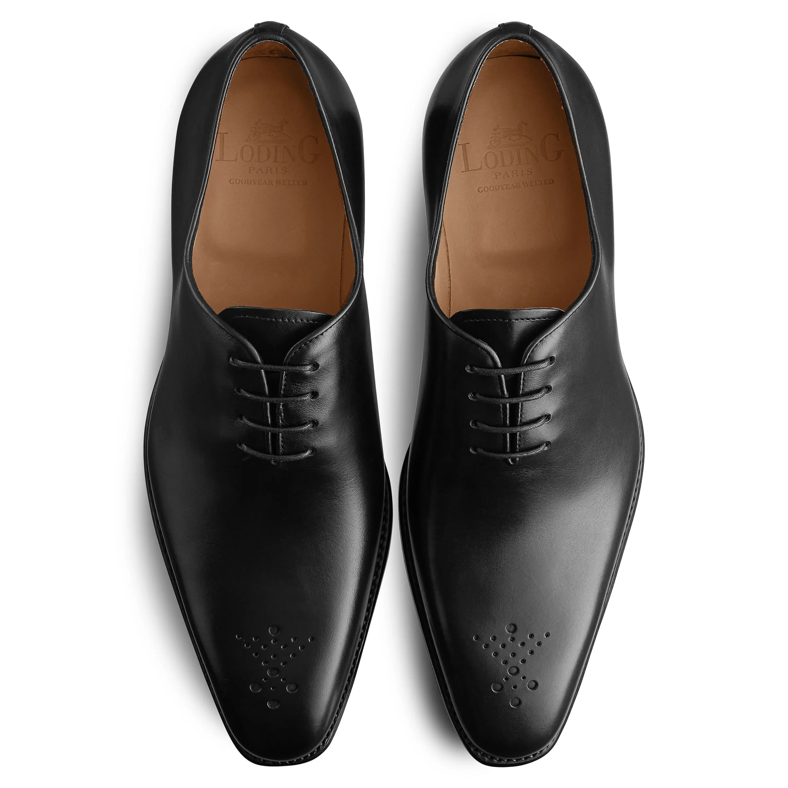 Hot LodinG Richelieu One-Cut à bout fleuri Milan 345 Noir