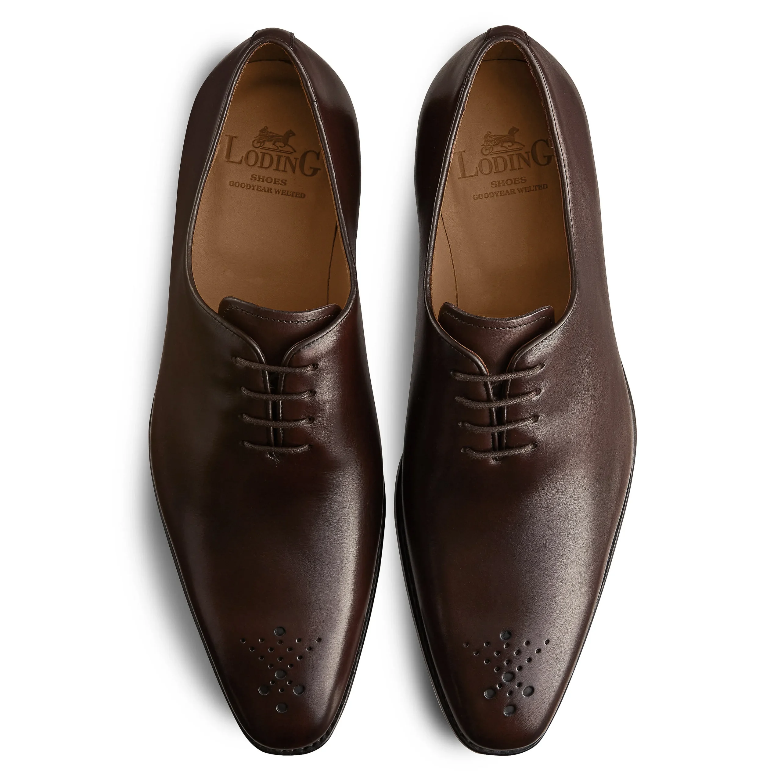 Cheap LodinG Richelieu One-Cut à bout fleuri Milan 345 Marron